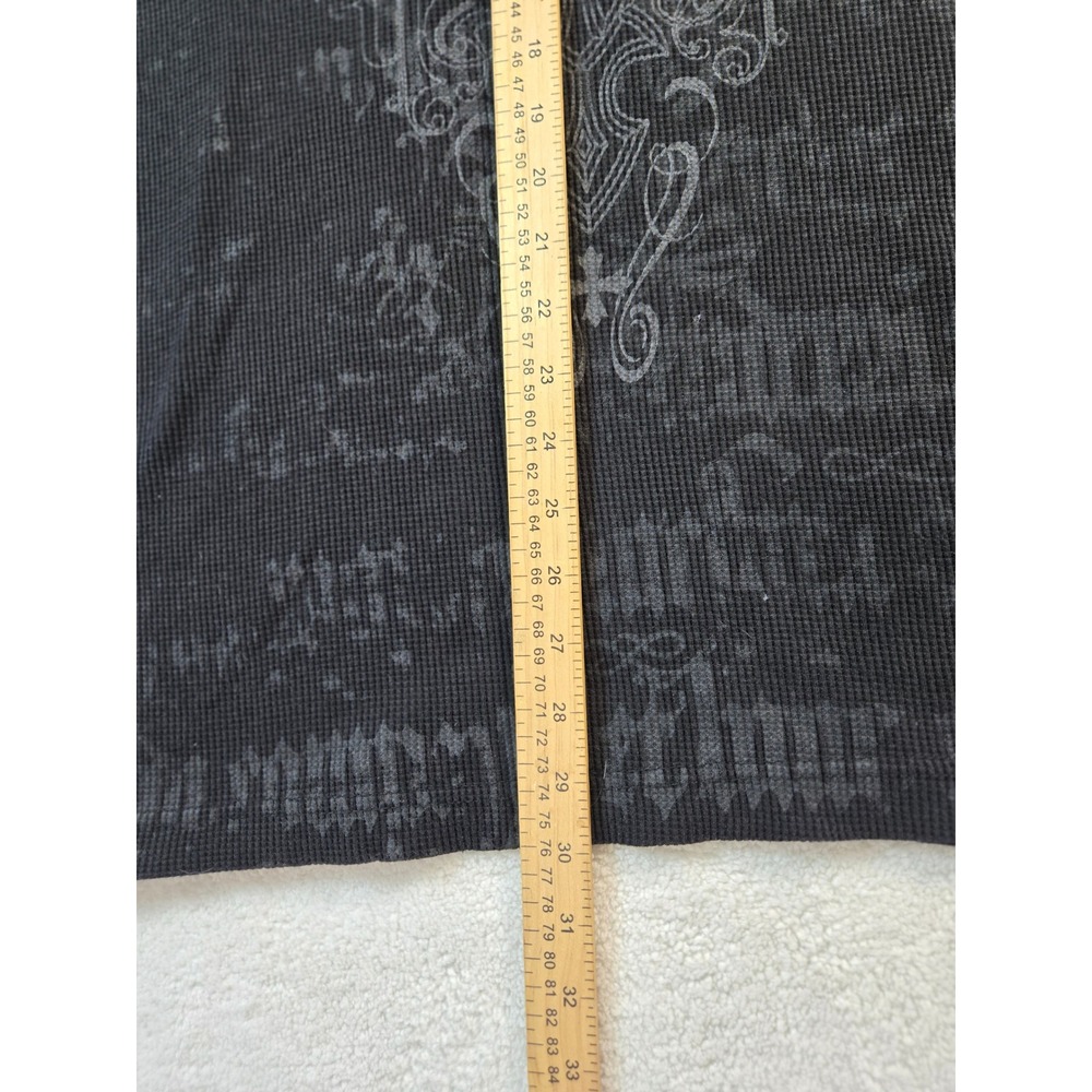 Southpole Mens XL Black Graphic Thermal Shirt Y2K Gothic Long Sleeve Waffle Knit - Picture 3 of 7